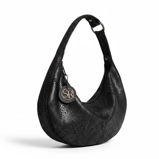 Queen Purse - Black Metallic Feathered