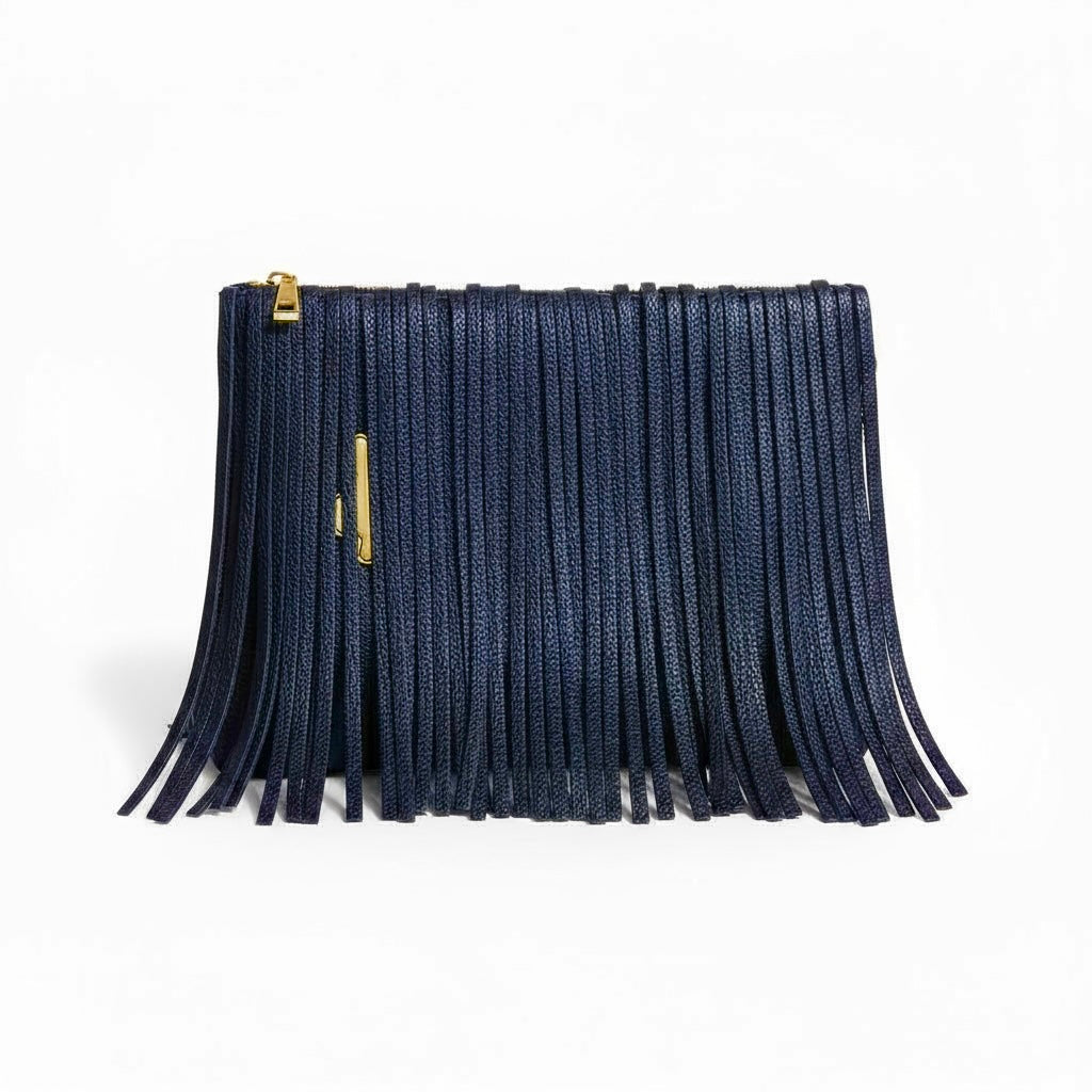 Fringe Medium Clutch - Blue with Star