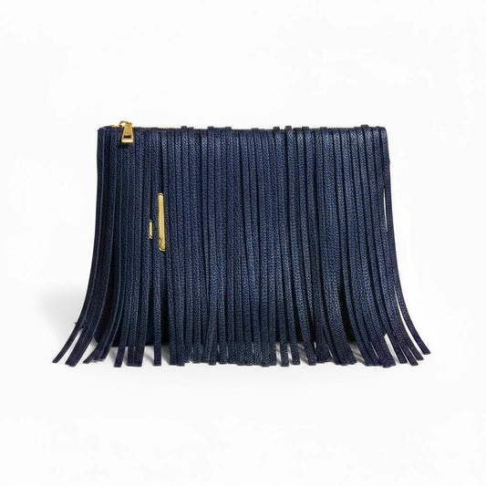 Fringe Medium Clutch - Blue with Star