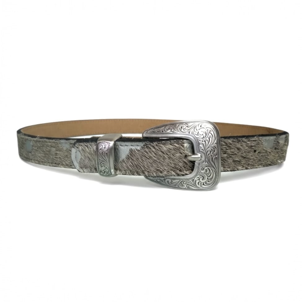Greige Hair on Hide Belt - ¾" Width