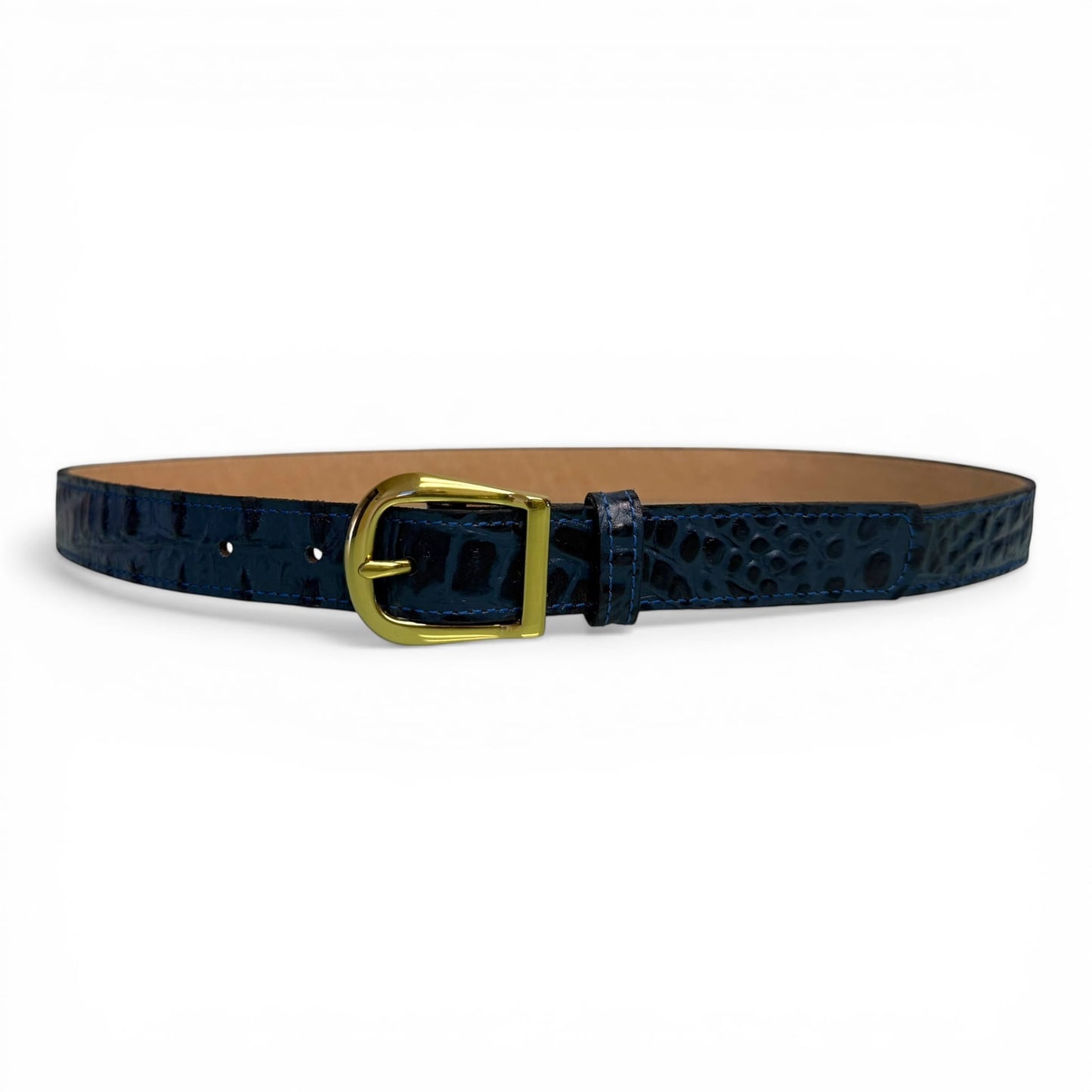 Blue Croc Leather Belt - 1" Width