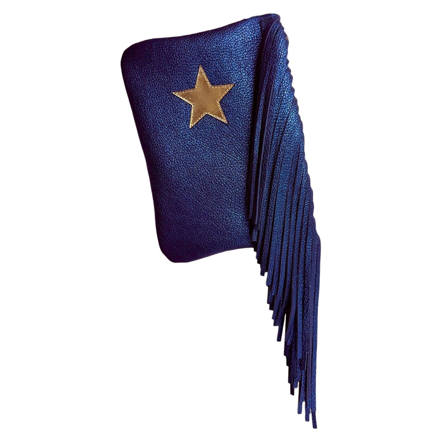 Fringe Medium Clutch - Blue with Star