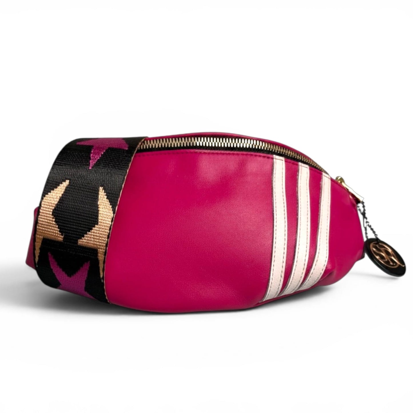 Jett Bumbag - Pink with Cream Stripes