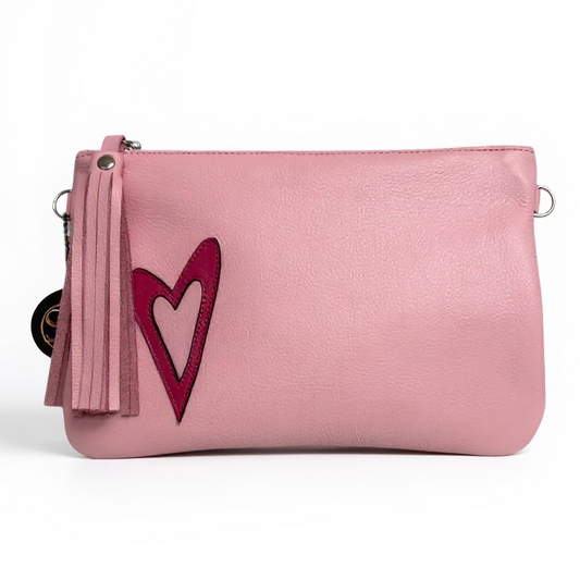 O’Connor Clutch - Pink with Heart Inlay