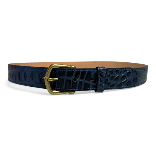 Blue Croc Leather Belt - 1¼" Width
