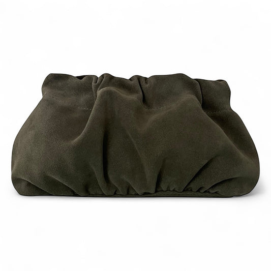 Babooshka Clutch Olive Suede | Seam Reap Bags