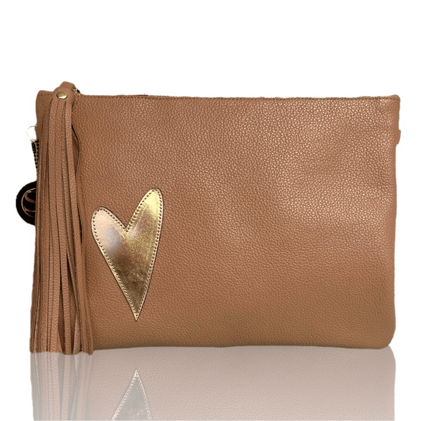 Gold Heart Clutch Large | Seam Reap Bags