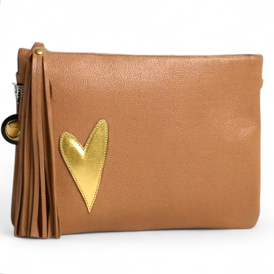 Gold Heart Clutch Large | Seam Reap Bags