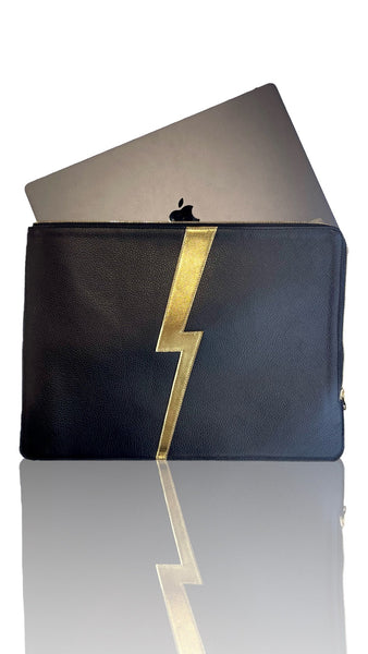 Laptop Sleeve Gold Bolt | Seam Reap - Luxury Handmade Leather Handbags, Purses & Totes