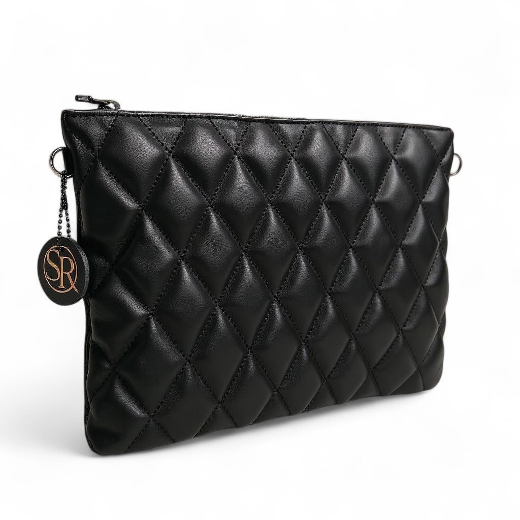Lennox Clutch - Black Quilted Leather | Seam Reap Bags
