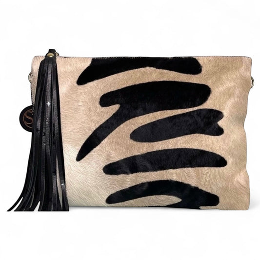 Lennox Clutch - Zebra Hair - on - Hide | Seam Reap Bags