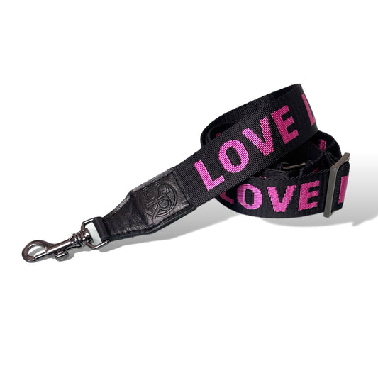 Love Bag Strap Black and Pink | Seam Reap - Luxury Handmade Leather Handbags, Purses & Totes