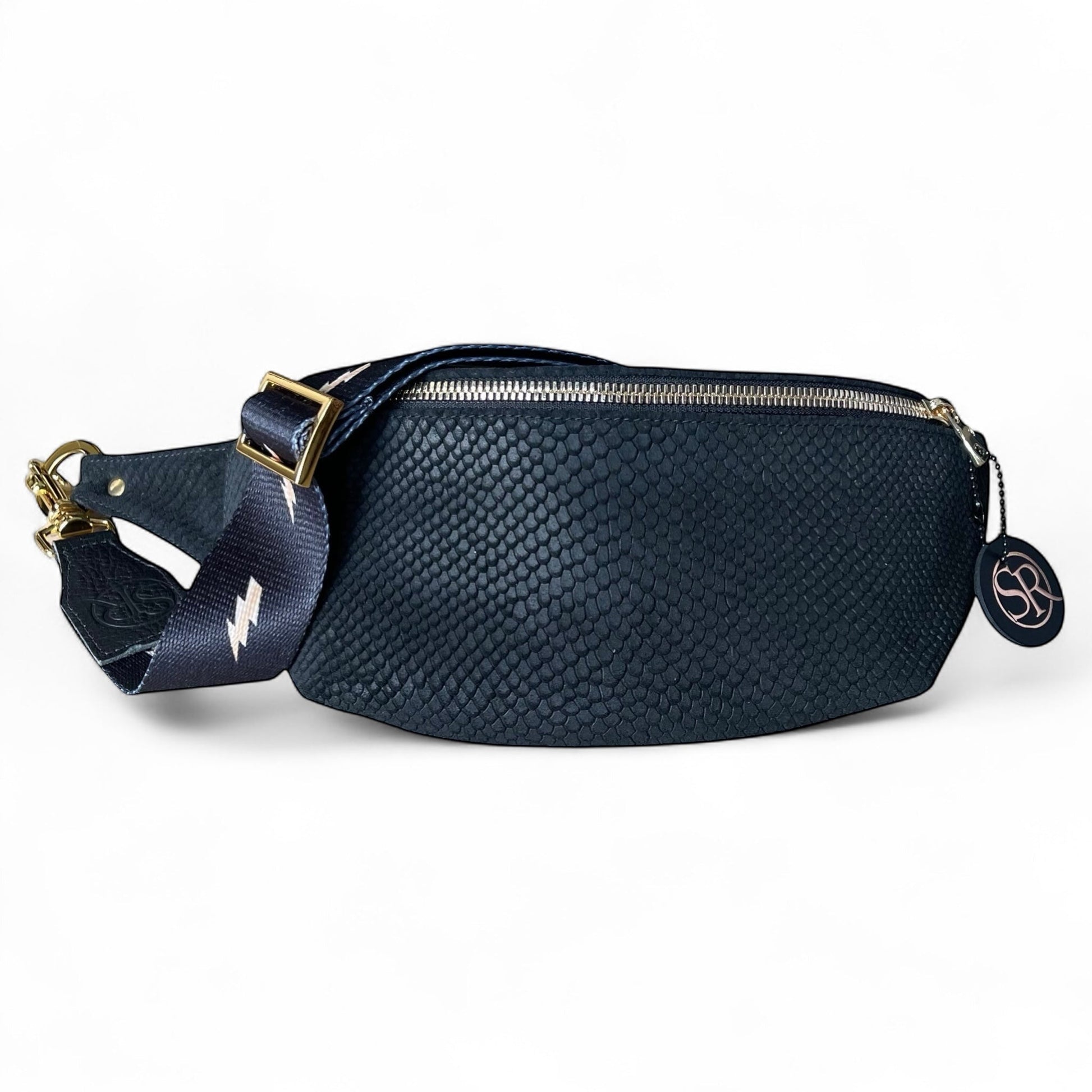 The “Jett” Bumbag Black Embossed | Seam Reap Bags