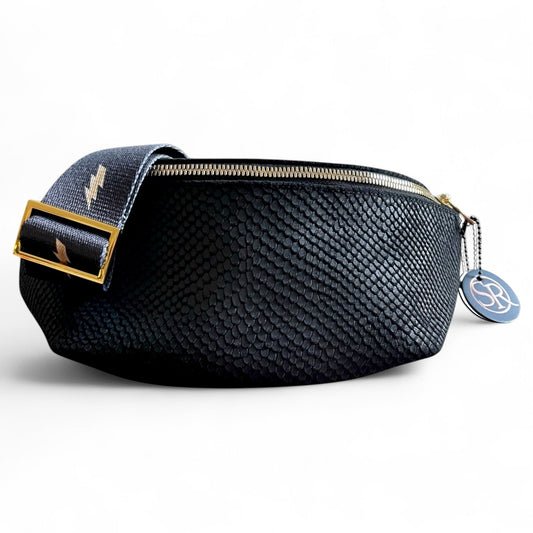 The “Jett” Bumbag Black Embossed | Seam Reap Bags