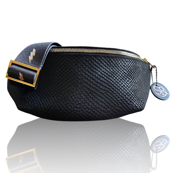 The “Jett” Bumbag Black Embossed | Seam Reap Bags