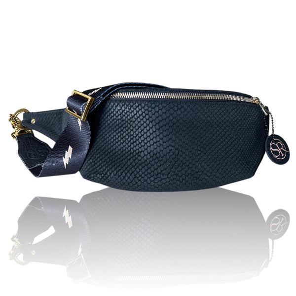 The “Jett” Bumbag Black Embossed | Seam Reap Bags