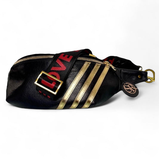 The “Jett” Bumbag Black/Gold Stripe | Seam Reap Bags