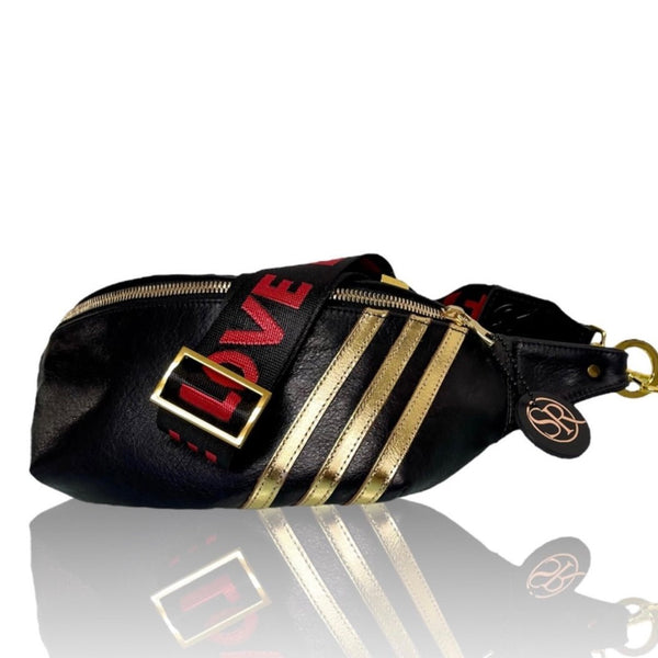 The “Jett” Bumbag Black/Gold Stripe | Seam Reap Bags