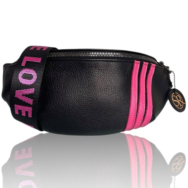 The “Jett” Bumbag Black/Pink Stripe | Seam Reap Bags