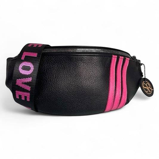 The “Jett” Bumbag Black/Pink Stripe | Seam Reap Bags