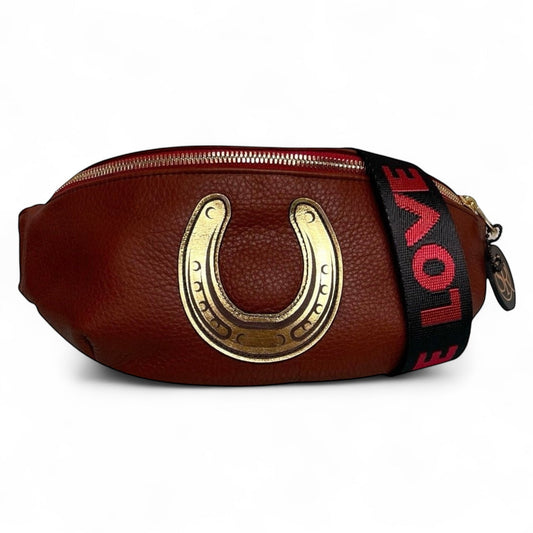 The “Jett” Bumbag Brown with Horse Shoe | Seam Reap Bags