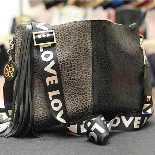 The “Ziggy” Black/Grey Leopard Clutch | Seam Reap - Luxury Handmade Leather Handbags, Purses & Totes
