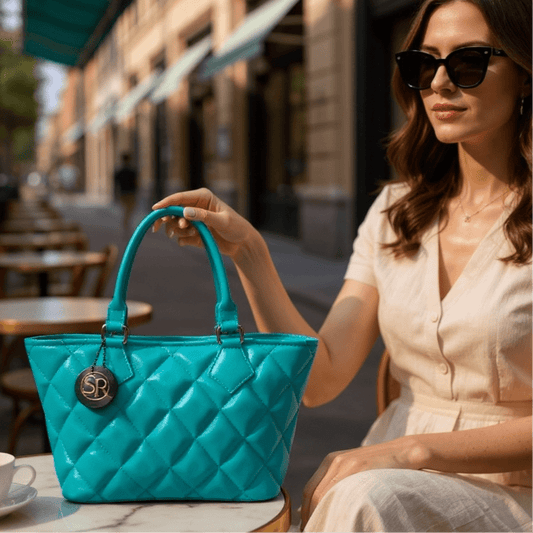 Wonderwall Mini Tote — Teal Quilted Leather | Seam Reap Bags