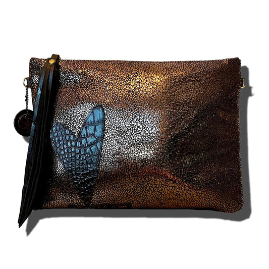 Black Heart Clutch | Seam Reap - Luxury Handmade Leather Handbags, Purses & Totes