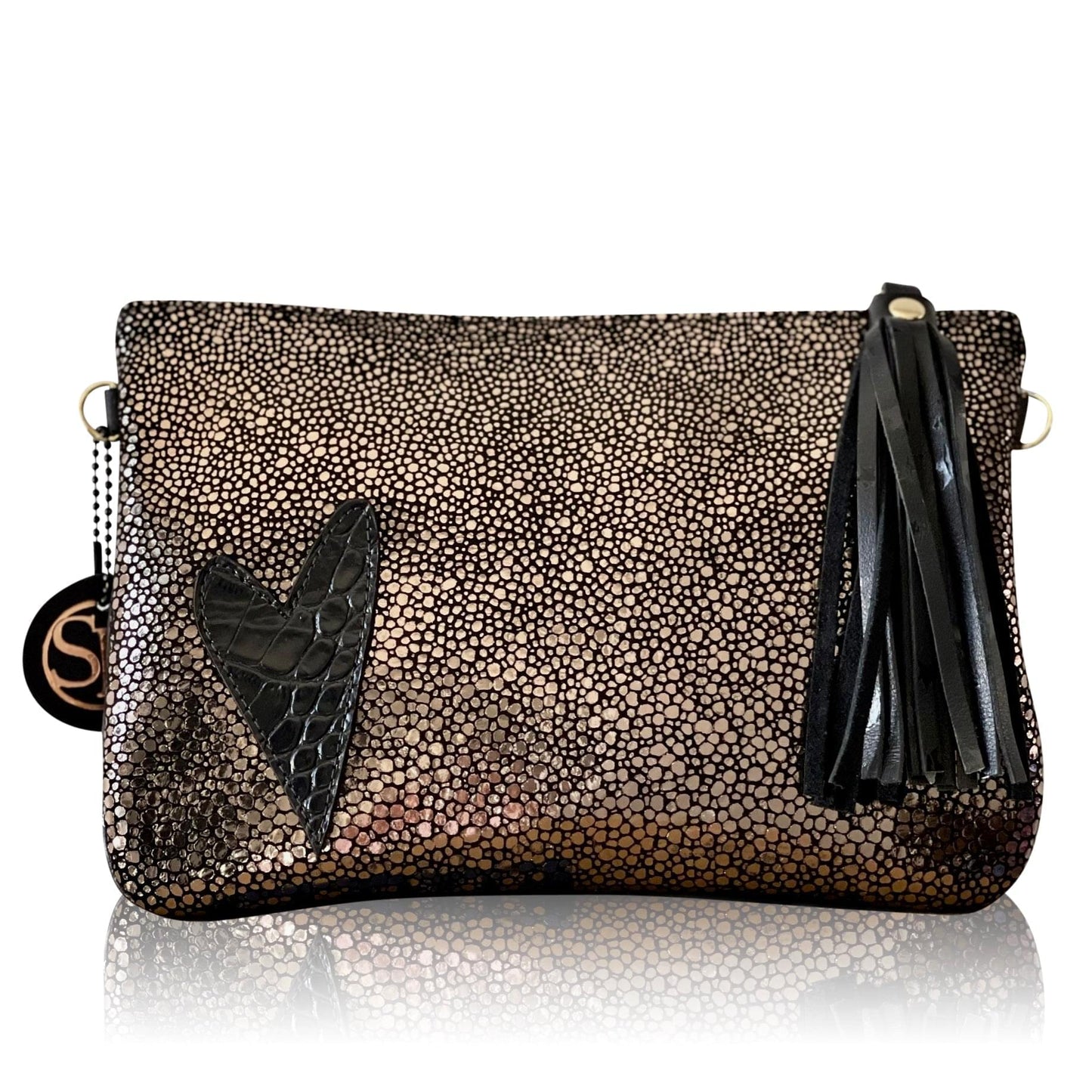 Black Heart Clutch Medium | Seam Reap - Luxury Handmade Leather Handbags, Purses & Totes