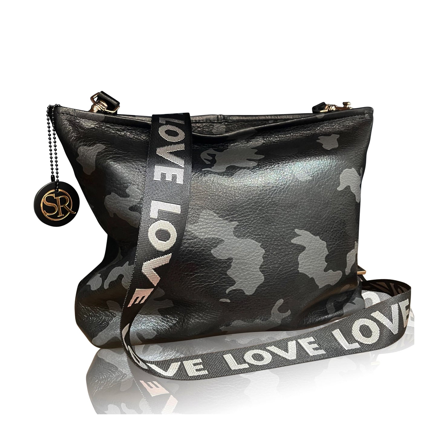 “Blondie” Hobo Black Camo | Seam Reap - Luxury Handmade Leather Handbags, Purses & Totes