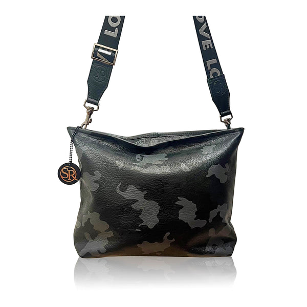 “Blondie” Hobo Black Camo | Seam Reap - Luxury Handmade Leather Handbags, Purses & Totes