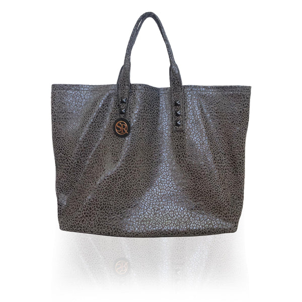Grey Leopard “Mazzy” Tote | Seam Reap - Luxury Handmade Leather Handbags, Purses & Totes