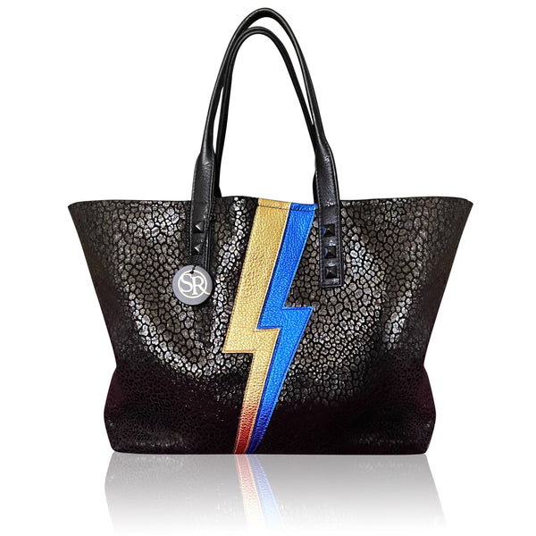 Lightning Bolt “Mazzy” Tote Blue | Seam Reap - Luxury Handmade Leather Handbags, Purses & Totes