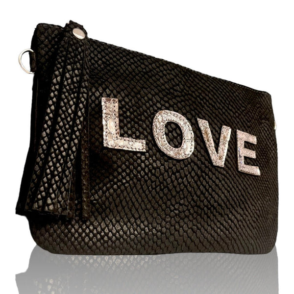 LOVE Clutch Black | Seam Reap - Luxury Handmade Leather Handbags, Purses & Totes