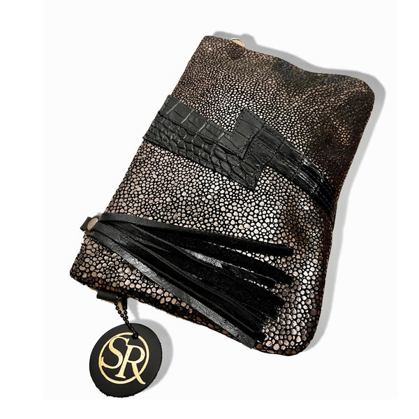 Medium “Ziggy” Black Bolt/Stingray Clutch | Seam Reap - Luxury Handmade Leather Handbags, Purses & Totes