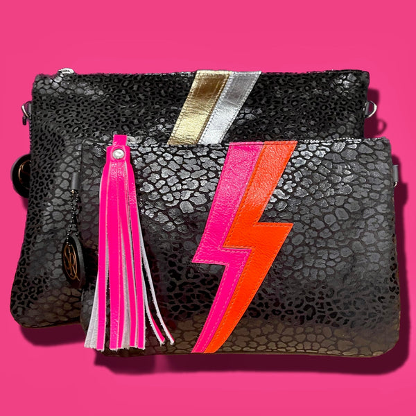 “Ziggy” Neon Lightning Bolt Clutch | Seam Reap - Luxury Handmade Leather Handbags, Purses & Totes