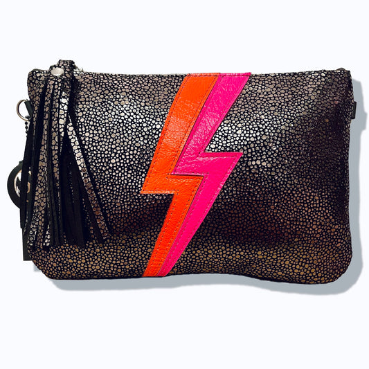 “Ziggy” Neon Lightning Bolt Clutch | Seam Reap - Luxury Handmade Leather Handbags, Purses & Totes