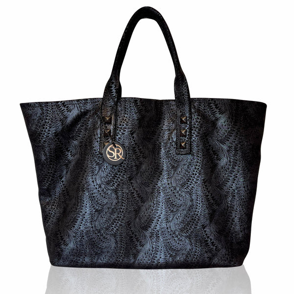 Metallic Feathered “Mazzy” Tote | Seam Reap - Luxury Handmade Leather Handbags, Purses & Totes