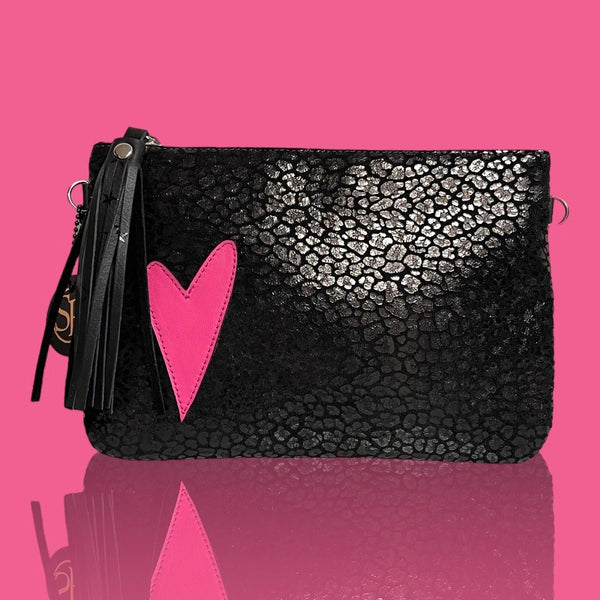 Pink Heart Clutch Medium | Seam Reap - Luxury Handmade Leather Handbags, Purses & Totes
