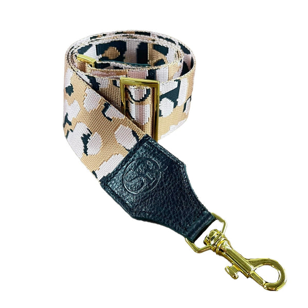 Tan & Baby Pink Leopard Bag Strap | Seam Reap - Luxury Handmade Leather Handbags, Purses & Totes