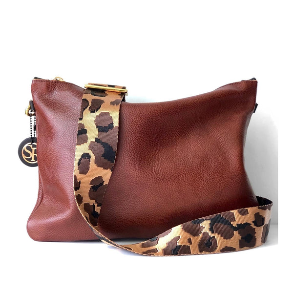 Tan & Chocolate Leopard Strap | Seam Reap - Luxury Handmade Leather Handbags, Purses & Totes
