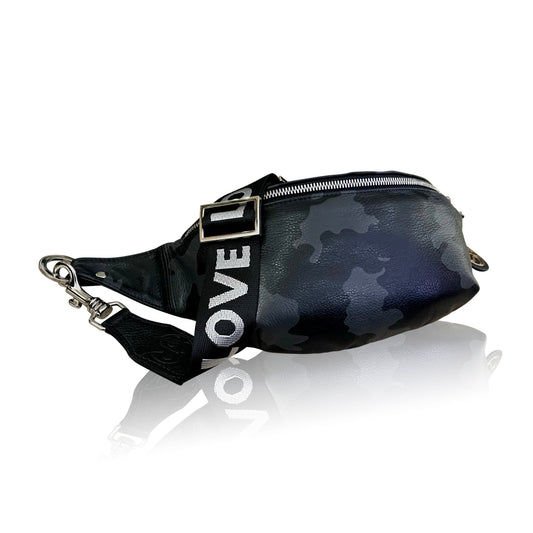 The “Jett” Bumbag Black Camo | Seam Reap - Luxury Handmade Leather Handbags, Purses & Totes