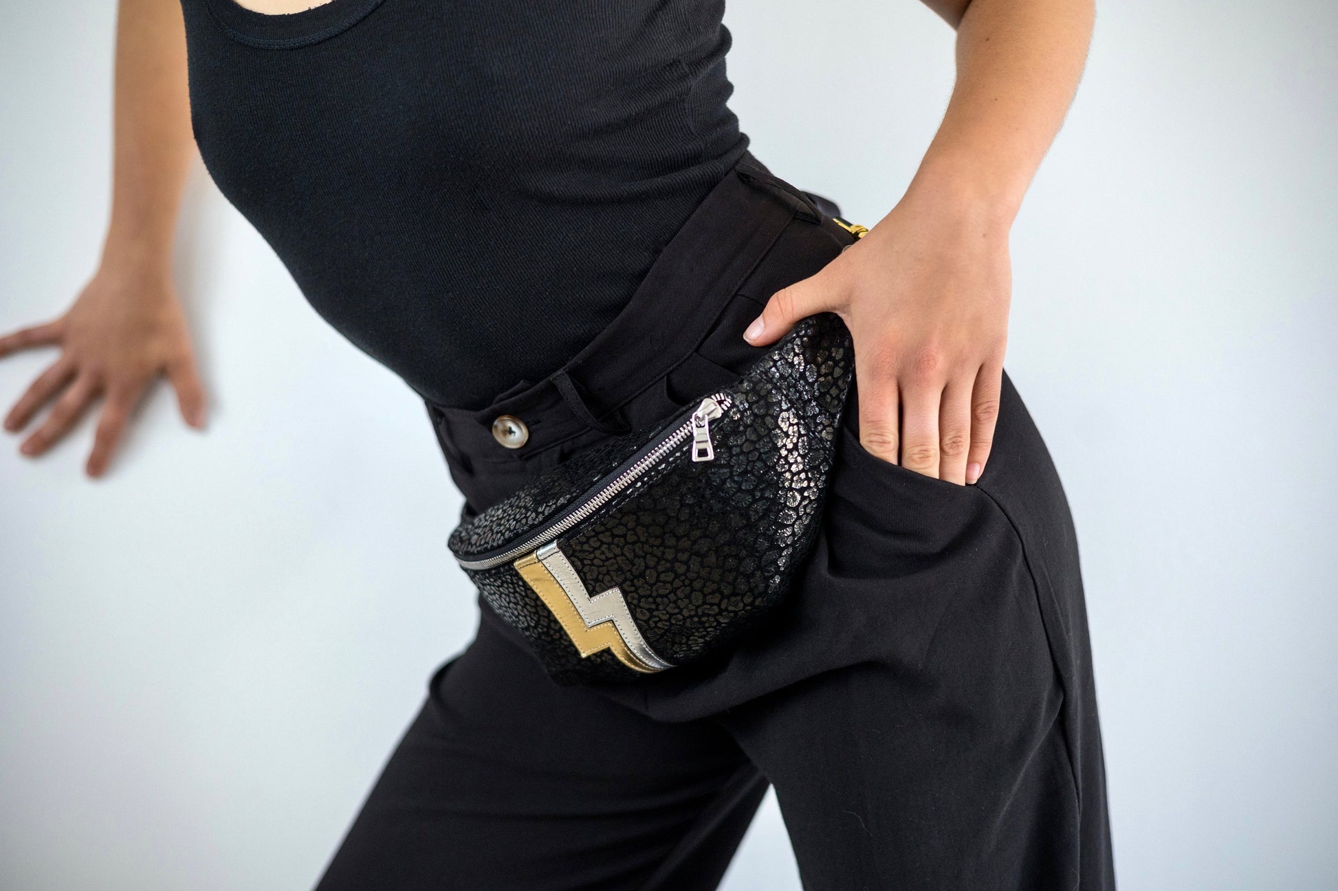 The “Jett” Bumbag Black Camo | Seam Reap - Luxury Handmade Leather Handbags, Purses & Totes