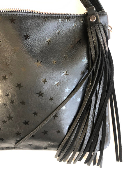 The “Ziggy” Black Star Clutch Large | Seam Reap - Luxury Handmade Leather Handbags, Purses & Totes