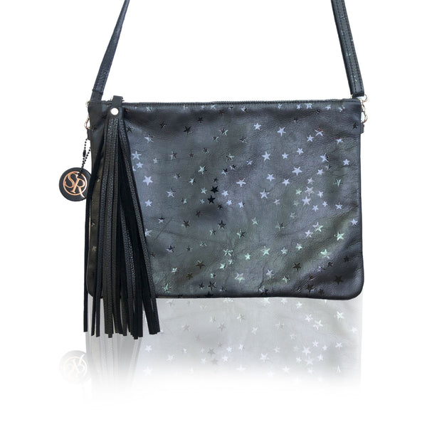 The “Ziggy” Black Star Clutch Large | Seam Reap - Luxury Handmade Leather Handbags, Purses & Totes