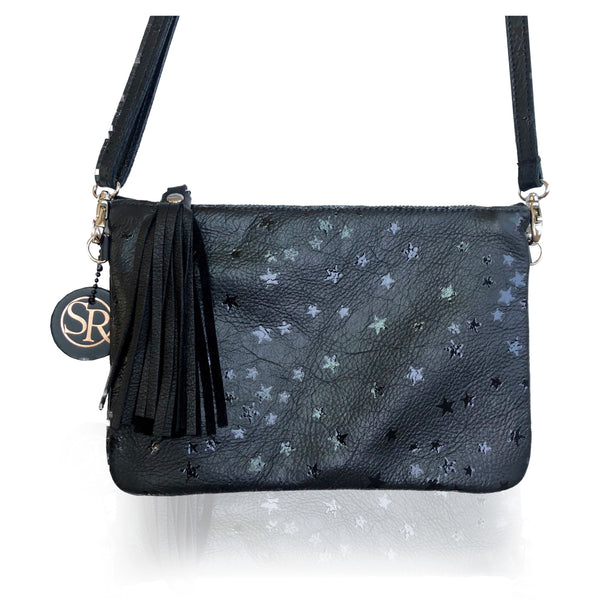 The “Ziggy” Black Star Clutch Medium | Seam Reap - Luxury Handmade Leather Handbags, Purses & Totes