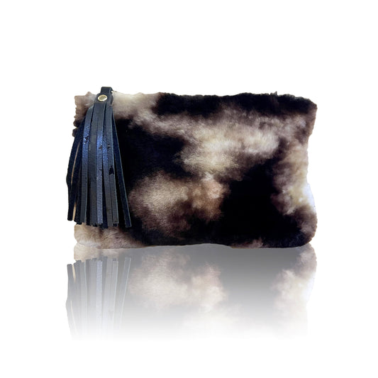 Tie Dye Shearling Clutch | Seam Reap - Luxury Handmade Leather Handbags, Purses & Totes