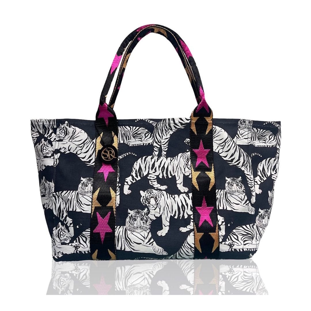 Tiger Shopper Black & White | Seam Reap - Luxury Handmade Leather Handbags, Purses & Totes