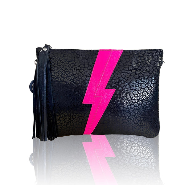 “Ziggy “ Clutch Large Pink Bolt | Seam Reap - Luxury Handmade Leather Handbags, Purses & Totes